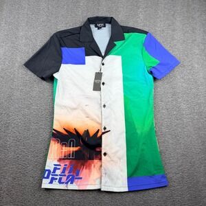 boohooMAN Muscle Fit Graphic Printed Shirt Men's‎ XS Multicolor BMM39329-105-37
